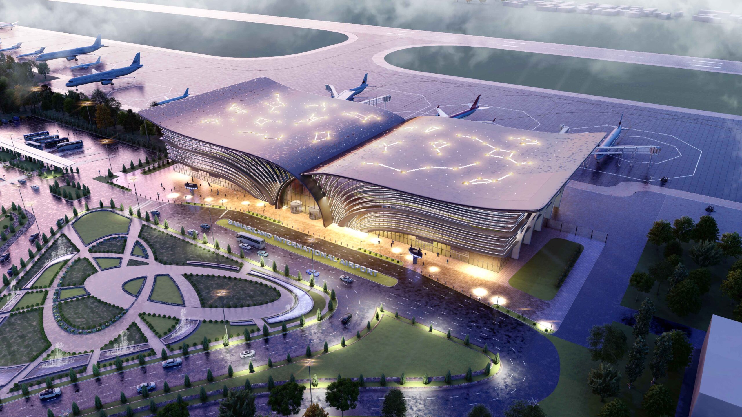 星を散りばめた本のような幻想的な空港、現代的な機能を備えつつ歴史的