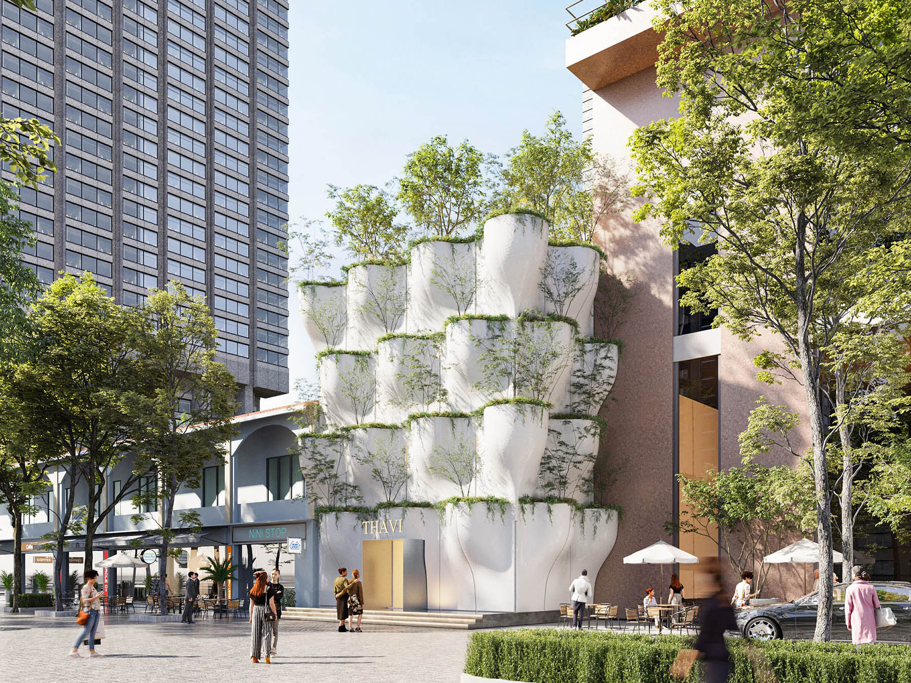 モジュールで構築する植物を纏う柔らかなファサード | ファサードに