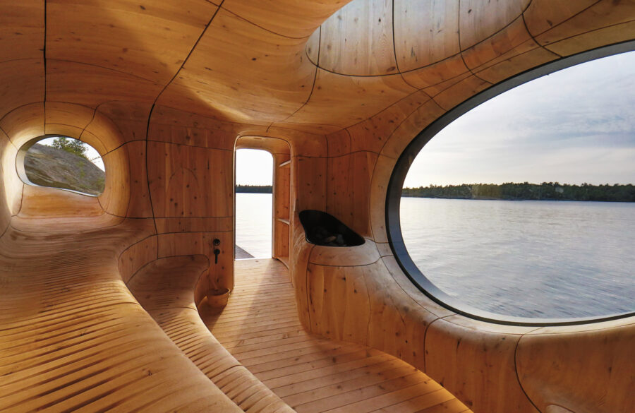 岩肌に3DスキャンとCNCで生み出す洞窟のようなサウナ〈Grotto Sauna〉Partisans、カナダ