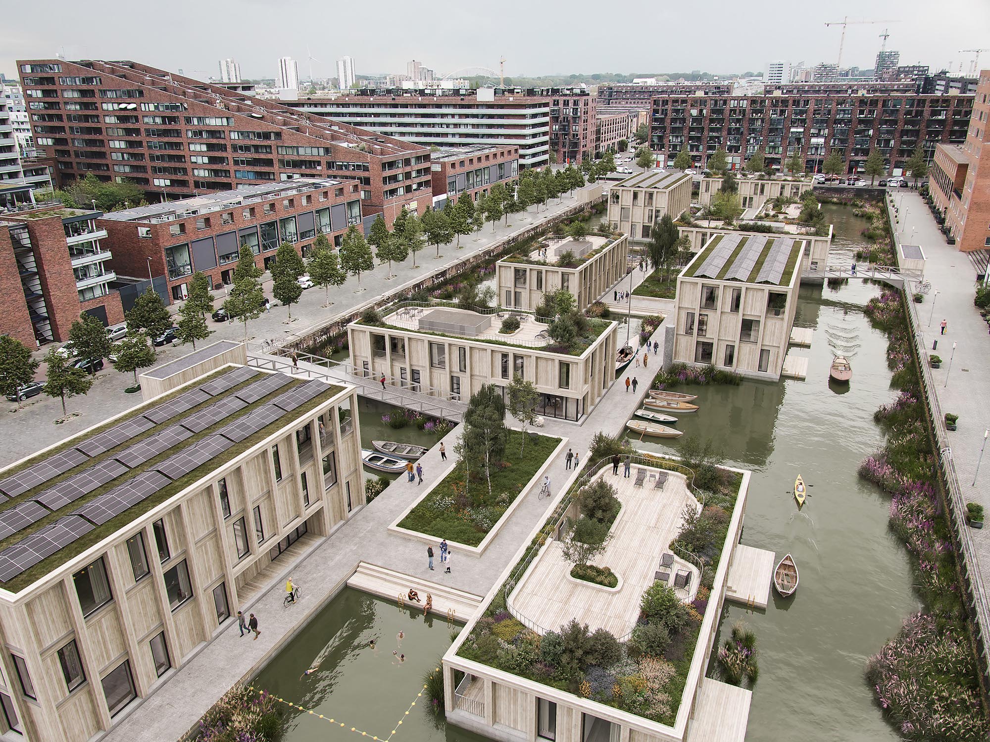 セール！　洋書　A Sea of Houses　オランダ、建築デザイン、集合住宅 廃港に浮かぶ、ヨーロッパ最大級の水上住宅コミュニティ〈スポール