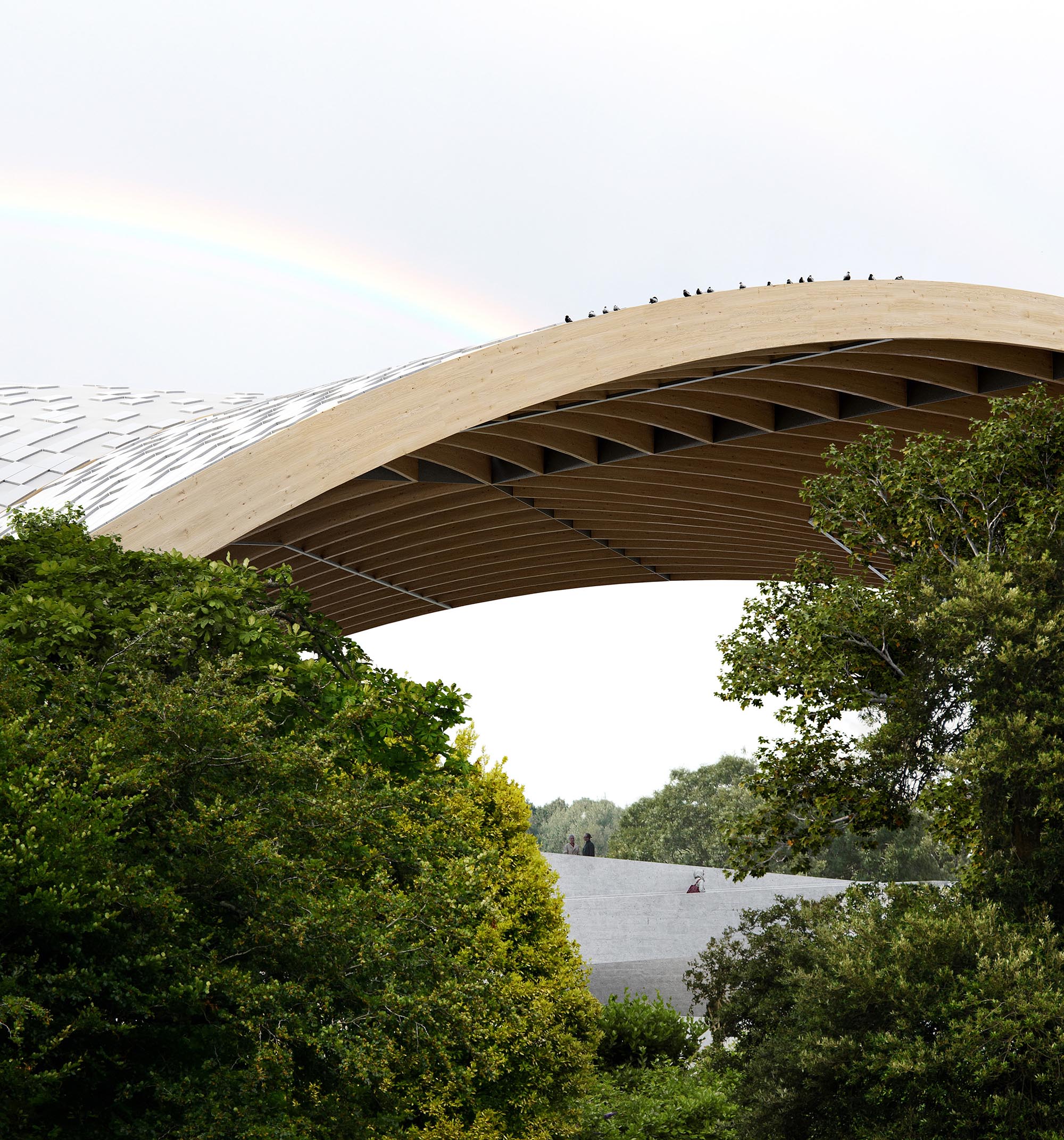 〈PNEアンフィシアター／フリーダム・モバイル・アーチ（PNE Amphitheatre / Freedom Mobile Arch）〉設計：レヴェリー・アーキテクチャ（Revery Architecture）