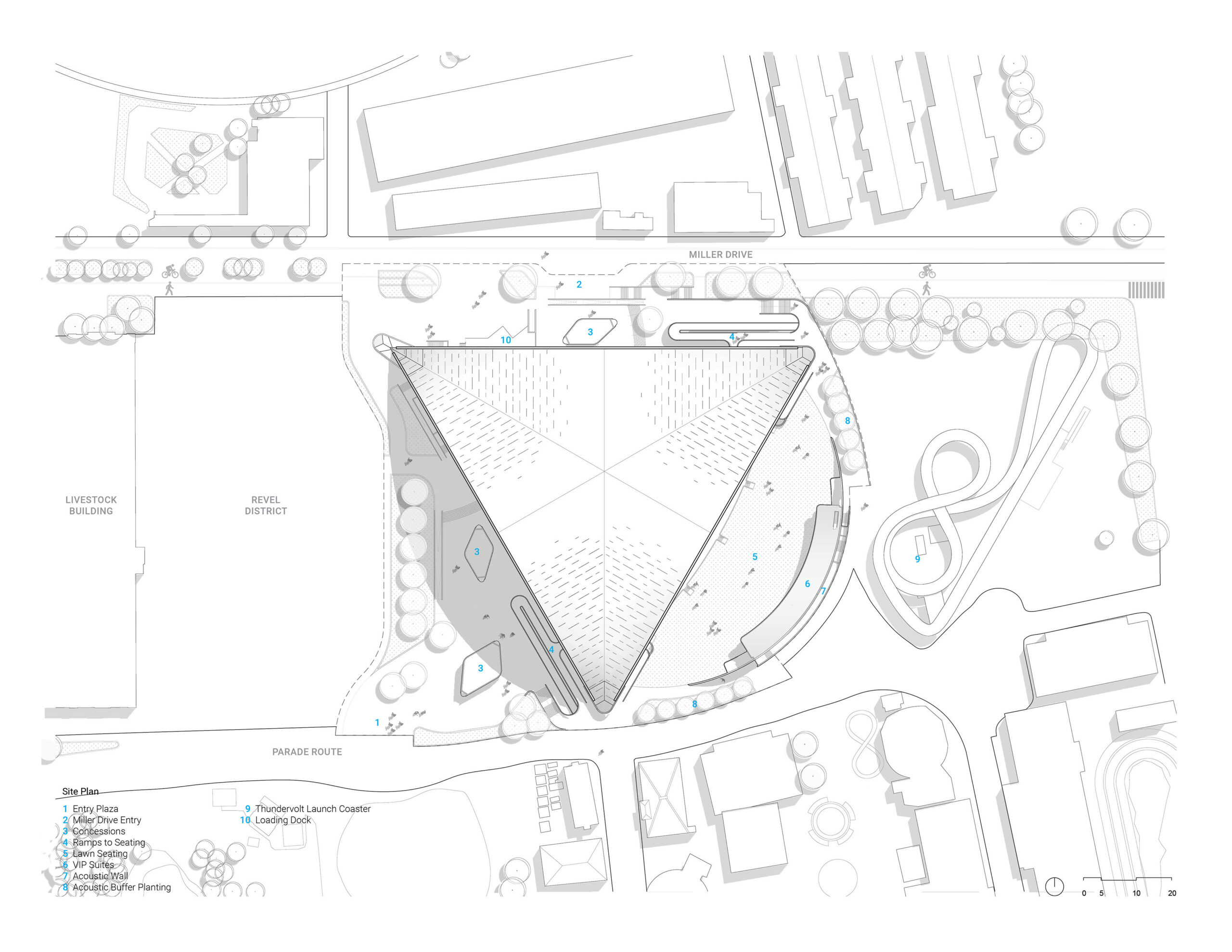 〈PNEアンフィシアター／フリーダム・モバイル・アーチ（PNE Amphitheatre / Freedom Mobile Arch）〉設計：レヴェリー・アーキテクチャ（Revery Architecture）