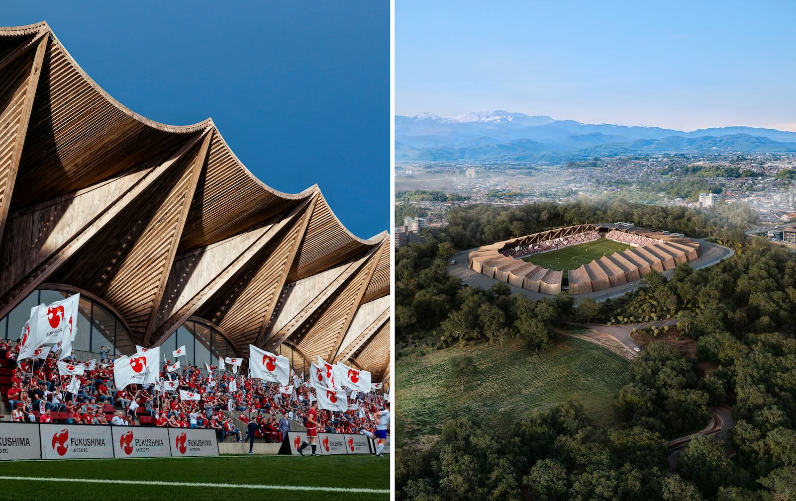 デジタルファブリケーションを駆使した福島県材でのサッカースタジアム構想を福島ユナイテッドFCを運営するスポーツXと意匠設計を担当するVUILDが発表