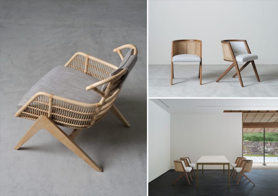 by interiors（バイ インテリアズ）が榊田倫之がデザインしたのラタンチェアの新作〈TSUZURI〉〈KAKOMI〉、〈SUKI〉の新仕様を発表