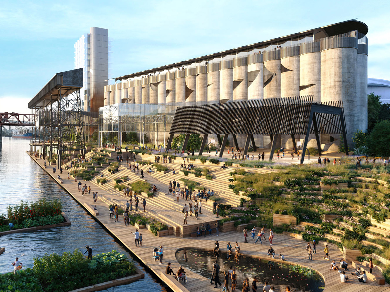 歴史的なサイロを再生する 3.2エーカーの文化複合施設〈アルビナ・リバーサイド〉アメリカ、AD—WO、MALL、Wayside Studio