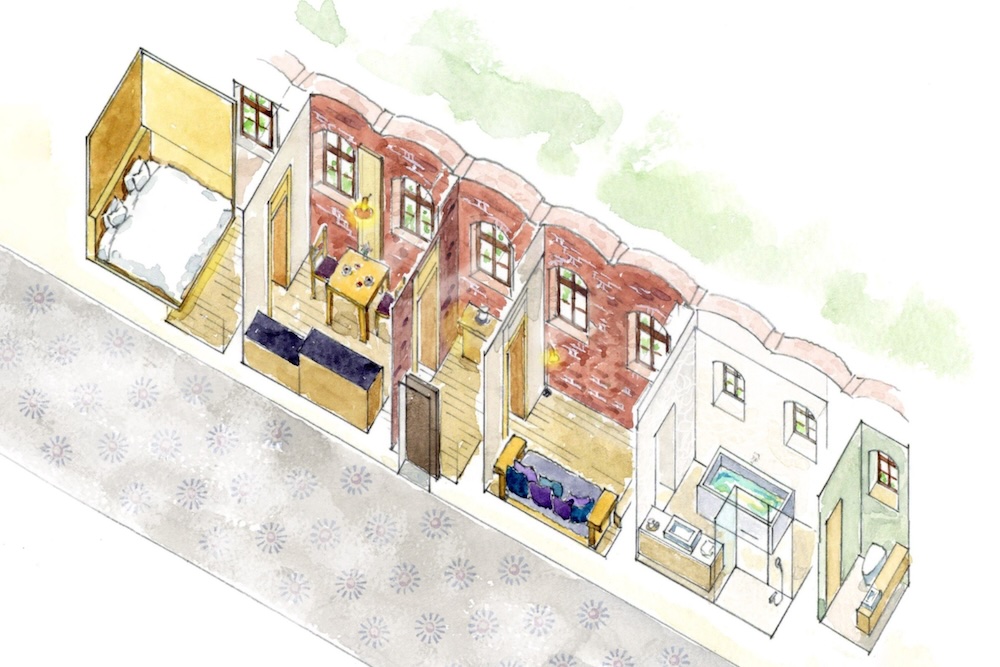 星のや奈良監獄 客室構成イメージパース