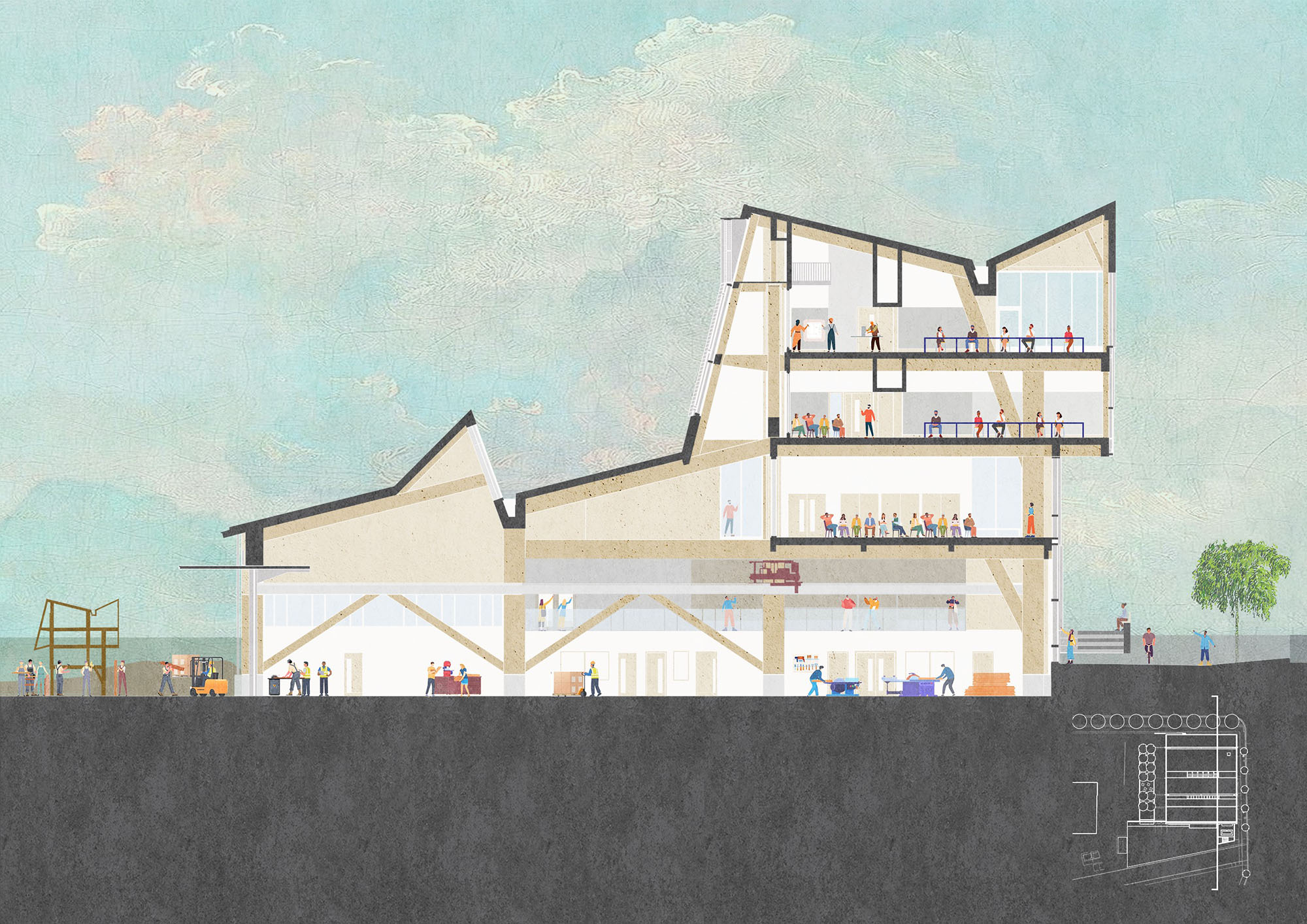 〈アンソニー・ティンバーランズ・センター(Anthony Timberlands Center)〉グラフトン・アーキテクツ(Grafton Architects)