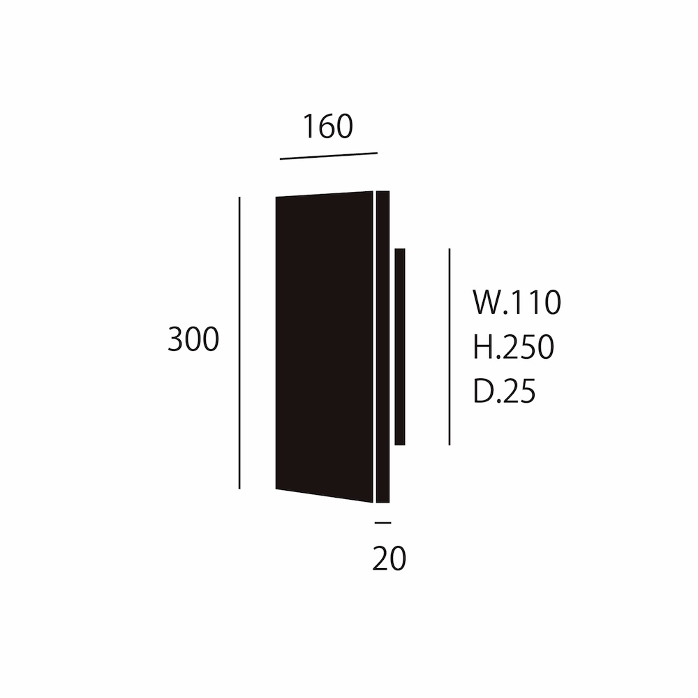 Noir LED-wall light rectangle　寸法