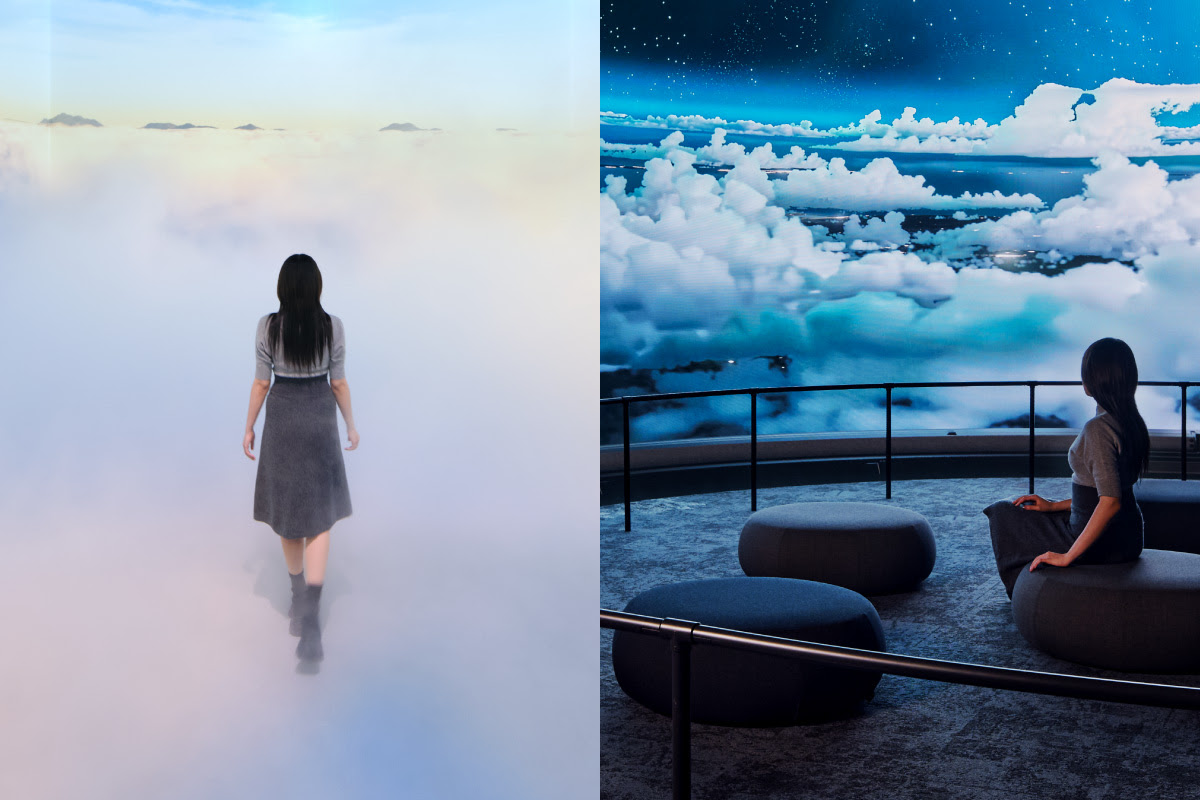 日本科学未来館にビジュアルデザインスタジオ・WOWによる没入型映像インスタレーション「Voyage 未踏のむこう」と「Sky 雲の旅」が登場