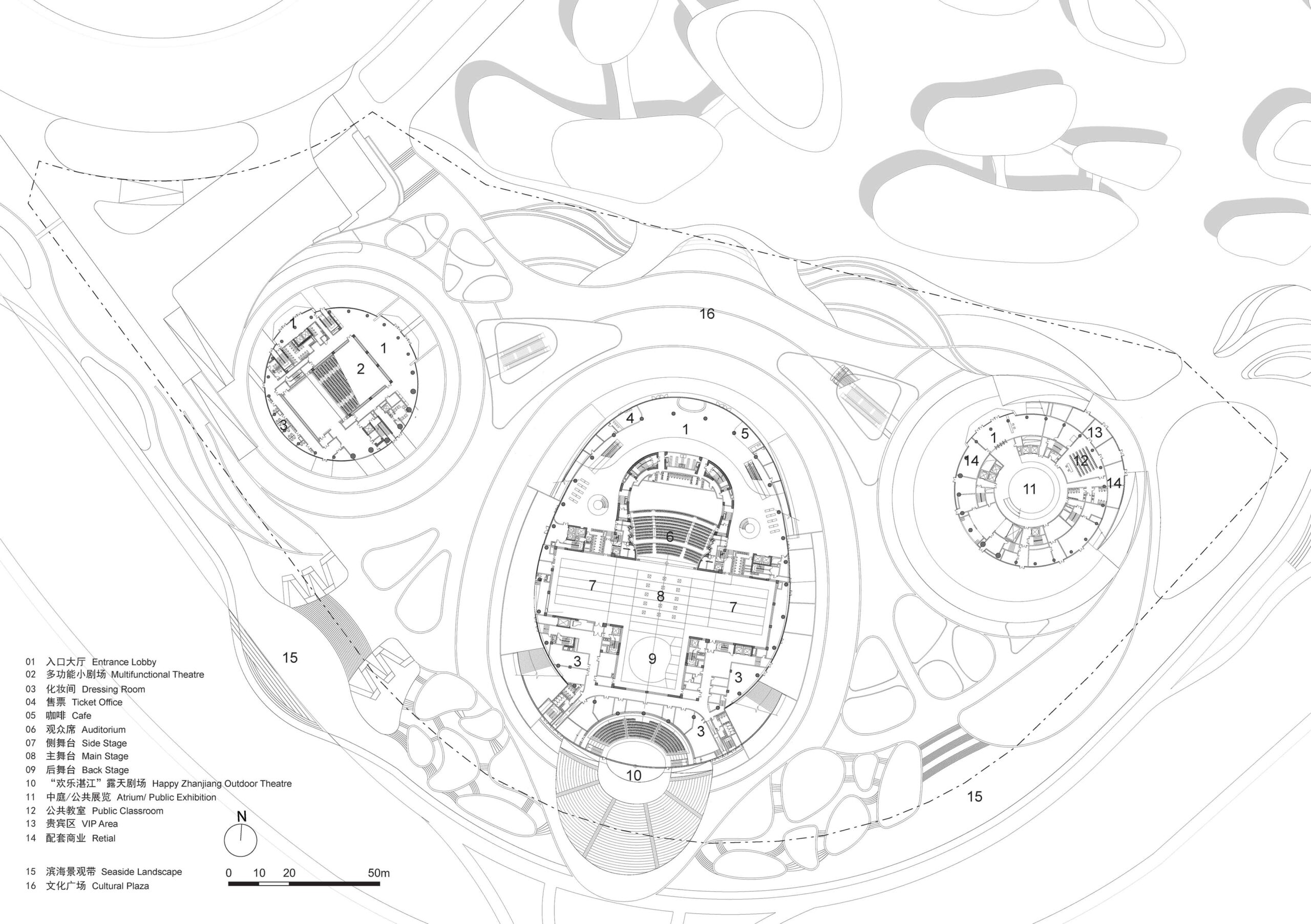 〈湛江文化センター（Zhanjiang Cultural Center）〉HPP Architekten