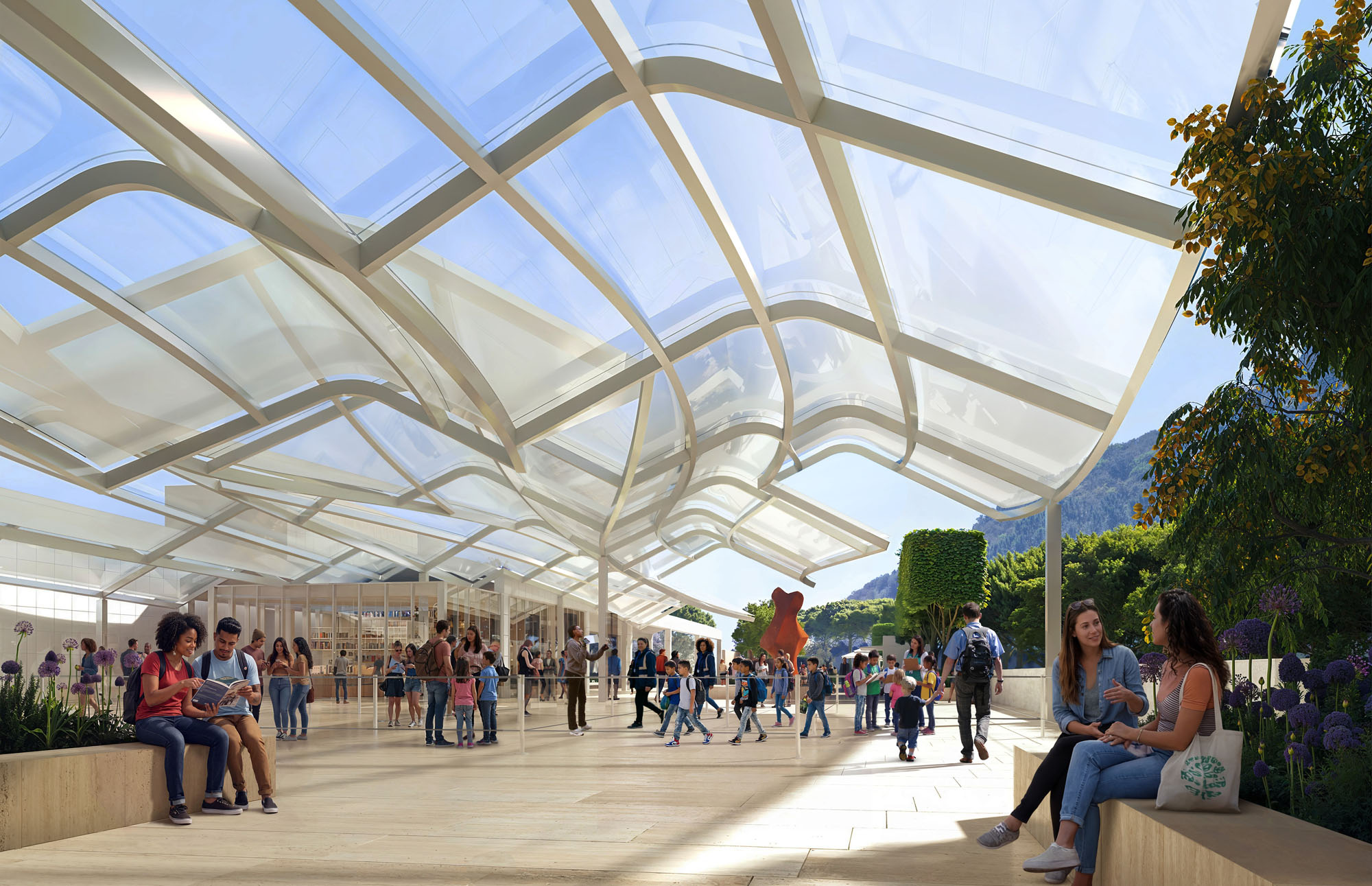 〈ゲッティ・センター（Getty Center）〉ゲーリー・パートナーズ（Gehry Partners）、ホワイ・アーキテクチャー（WHY Architecture）、オリン（OLIN）