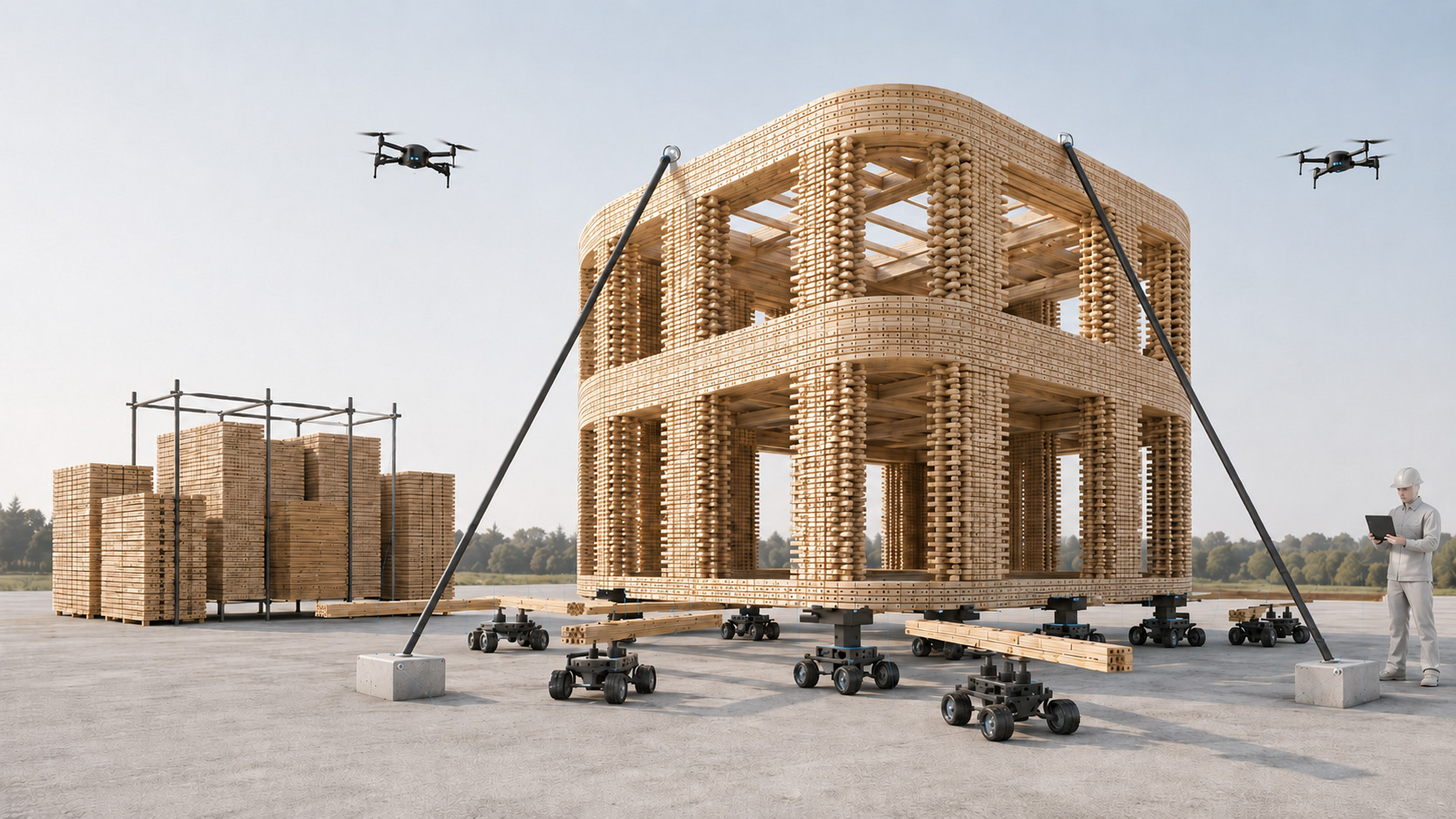 フォスター アンド パートナーズが参画する、自律型ロボットが木造建築