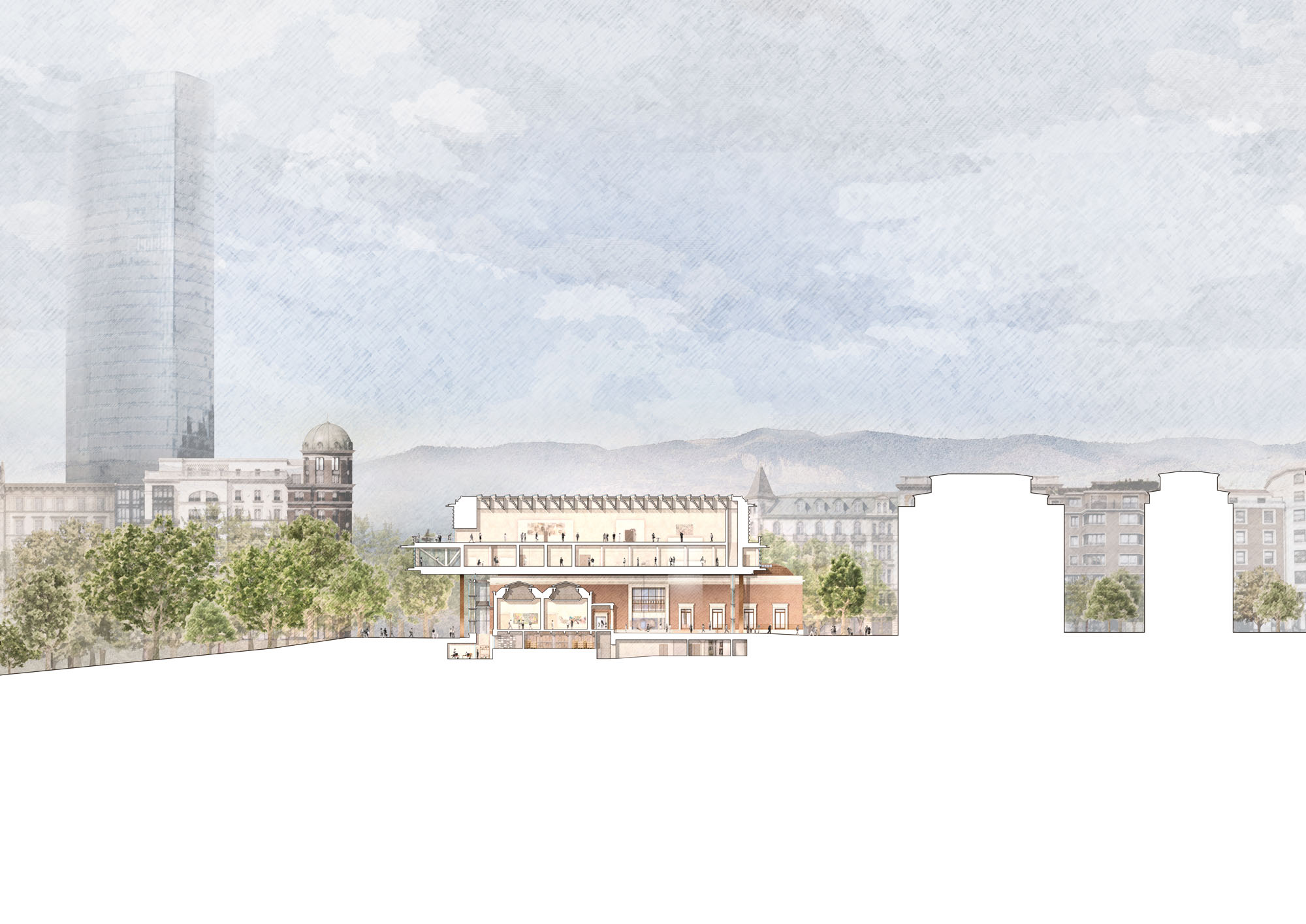 〈ビルバオ美術館(Bilbao Fine Arts Museum)〉にて、ノーマン・フォスター率いるフォスター アンド パートナーズ(Foster+Partners)