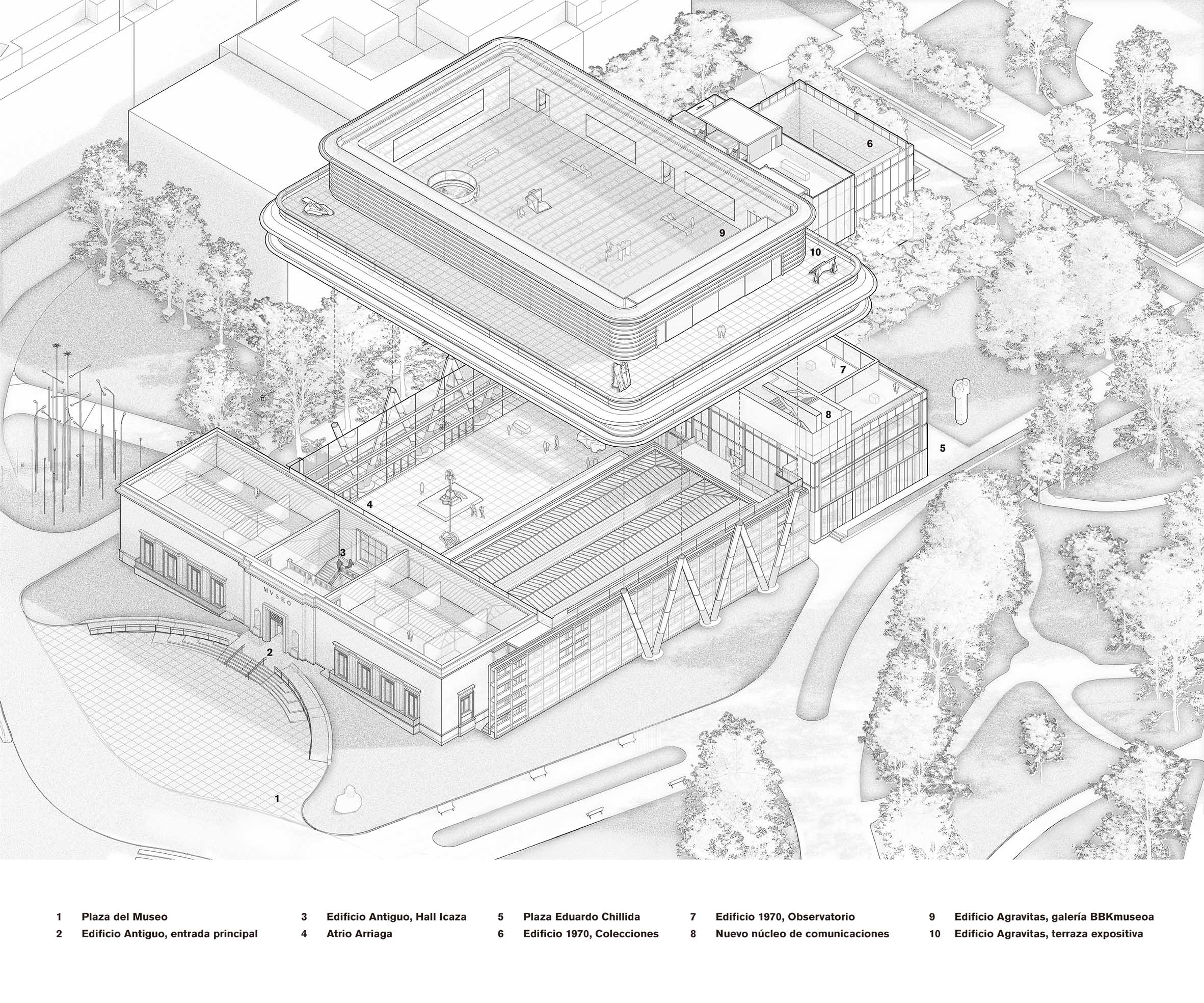 〈ビルバオ美術館(Bilbao Fine Arts Museum)〉にて、ノーマン・フォスター率いるフォスター アンド パートナーズ(Foster+Partners)