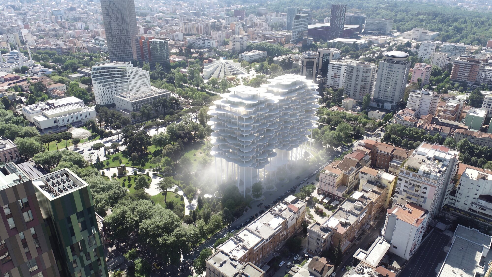 〈ティラナ・ファウンテン・プラザ（Tirana Fountain Plaza）〉、ビャルケ・インゲルス（Bjarke Ingels）、BIG（Bjarke Ingels Group）